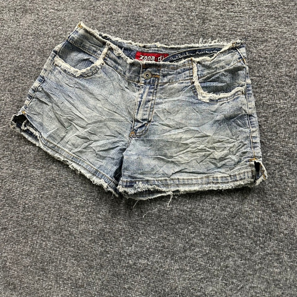 Zana Di Denim Shorts Womens Size 3 Light Wash Y2K Low Rise Frayed Hem Stretch